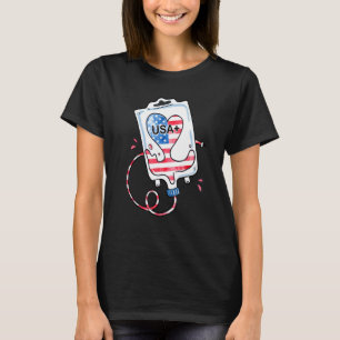 American Flag Blood Type USA Patriotic Nurse 4th O T-Shirt