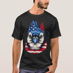 American Flag Blue Jay Patriotic Bird Face 4th Of T-Shirt
