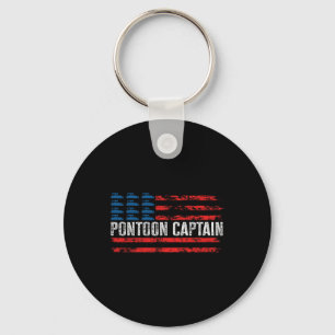 American Flag Boating Clothing Men's Black Pontoon Keychain