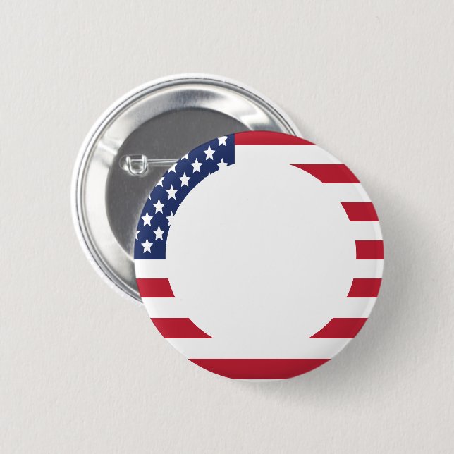 American Flag Border custom text 2 Inch Round Button (Front & Back)