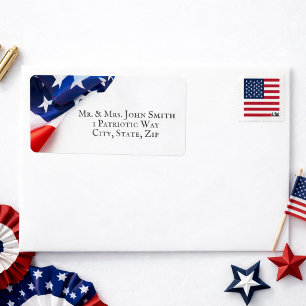 American Flag Border Return Address Label