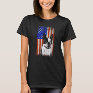 American Flag Boston Terrier Dog Dad Mom Puppy Pat T-Shirt