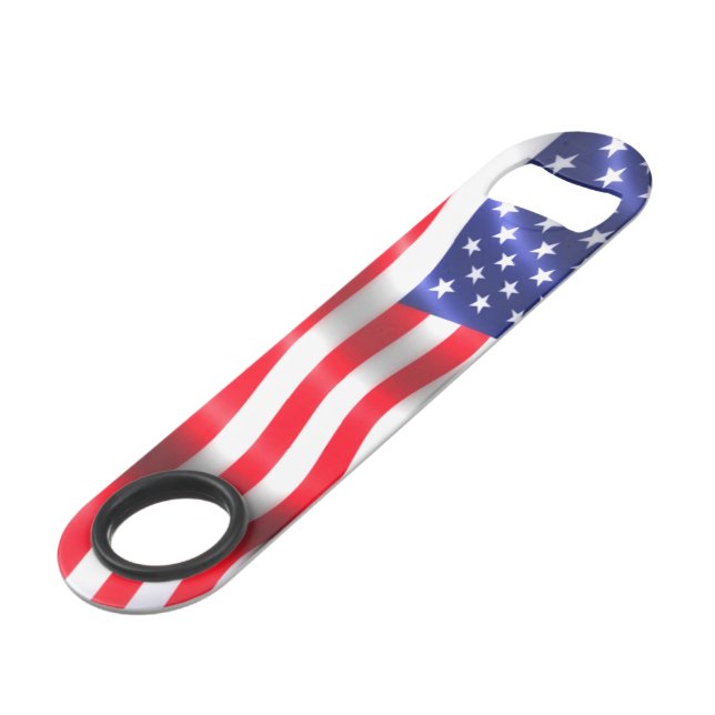 American Flag Bottle Opener Bar Key (Front Angled)