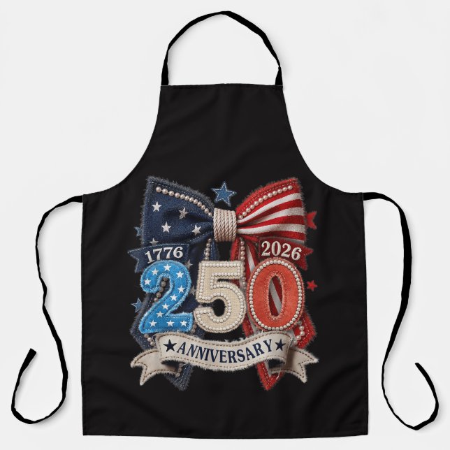 American Flag Bow 250th Anniversary Patriotic  Apron (Front)
