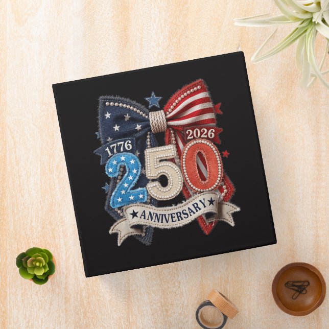 American Flag Bow 250th Anniversary Patriotic  Binder (In Situ)