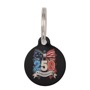 American Flag Bow 250th Anniversary Patriotic Pet Tag