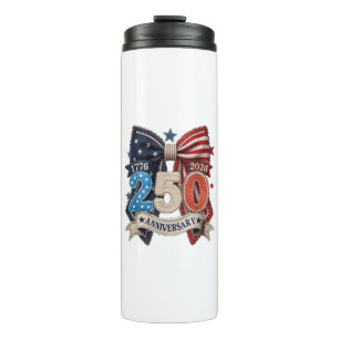 American Flag Bow 250th Anniversary Patriotic Thermal Tumbler