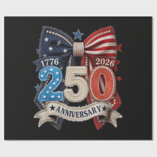 American Flag Bow 250th Anniversary Patriotic  Wrapping Paper