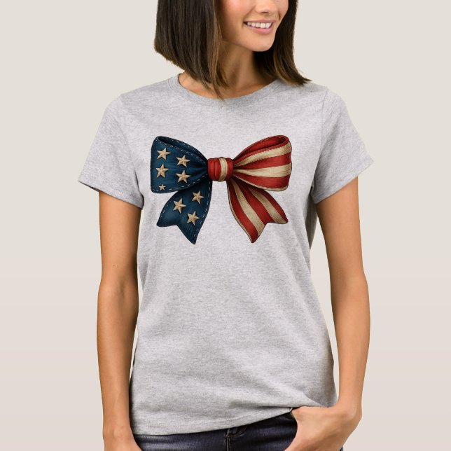 American Flag Bow Coquette T-Shirt (Front)