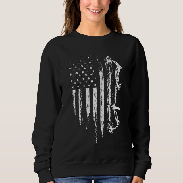American Flag Bowhunting Bow Archery Gift For Deer Sweatshirt (Front)