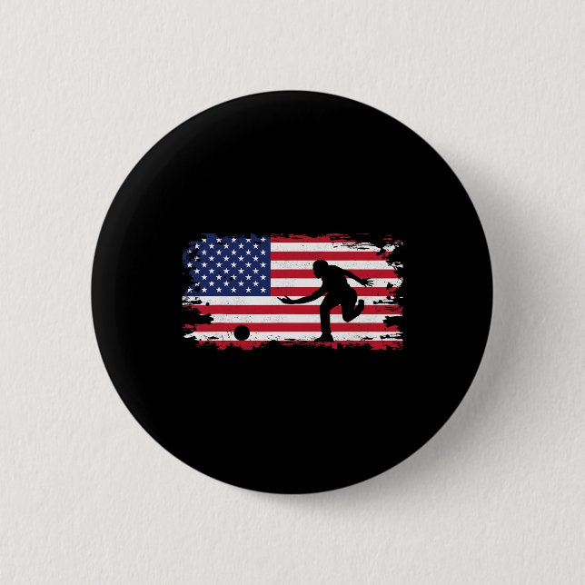 American Flag Bowling Apparel - Bowling  2 Inch Round Button (Front)