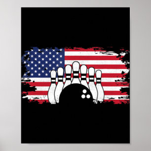 American Flag Bowling Apparel - Bowling  Poster