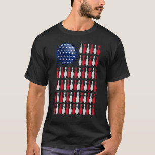 American Flag Bowling Bowler For Bowling Team T-Shirt