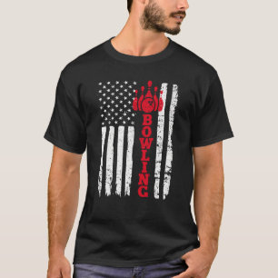 American Flag Bowling Patriotic Bowler T-Shirt