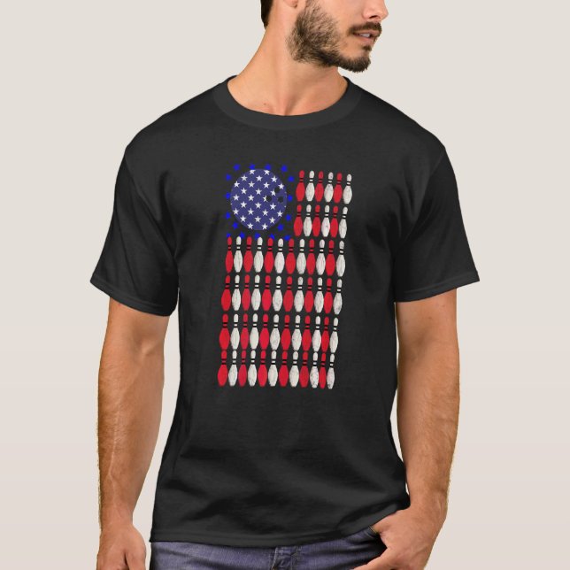 American Flag Bowling  Player Bowler Graphic T-Shirt (Front)