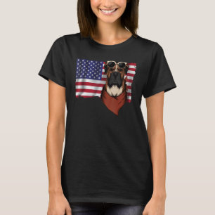 American Flag Boxer Dog Dad Mom Flag 4th Of July T-Shirt