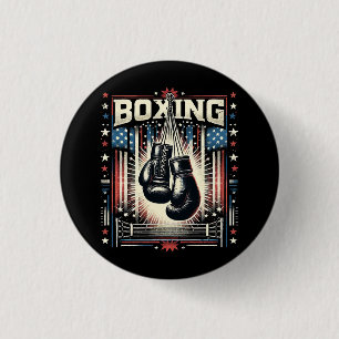 American Flag Boxing Distressed - Boxer Vintage Bo 1 Inch Round Button