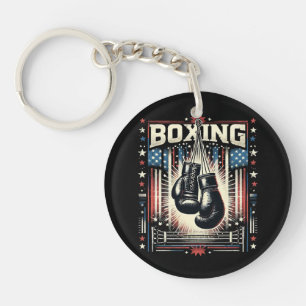 American Flag Boxing Distressed - Boxer Vintage Bo Keychain