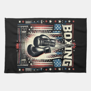 American Flag Boxing Distressed - Boxer Vintage Bo Kitchen Towel