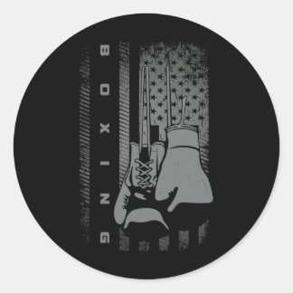 American Flag Boxing For Women Kids Men Classic Round Sticker