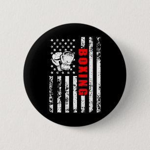 American Flag Boxing Patriotic Boxing  2 Inch Round Button