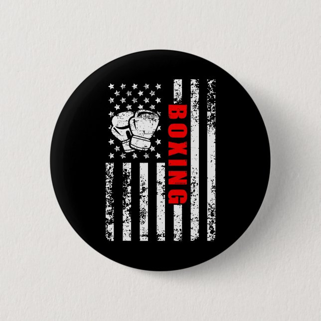 American Flag Boxing Patriotic Boxing  2 Inch Round Button (Front)