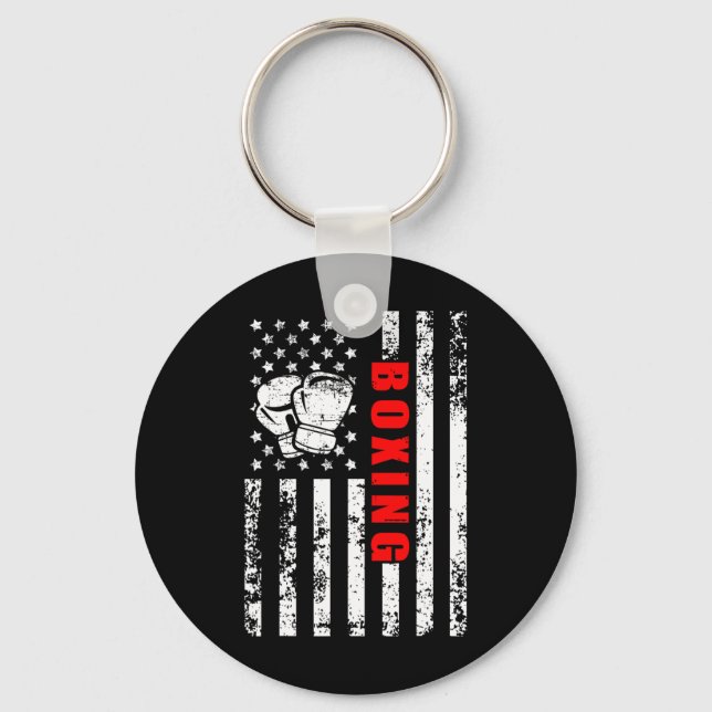 American Flag Boxing Patriotic Boxing  Keychain (Front)