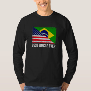 American Flag & Brazil Flag Best Uncle Ever Family T-Shirt