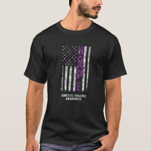 American Flag Breast Cancer And Domestic Violence T-Shirt
