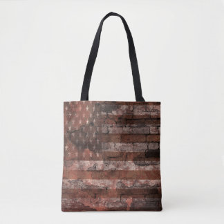 American Flag Brick Wall Tote Bag