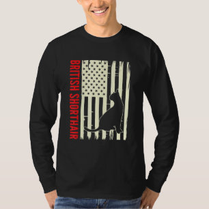 American Flag British Shorthair Cat Lover Kitten C T-Shirt