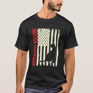 American Flag British Shorthair Cat Lover Kitten C T-Shirt