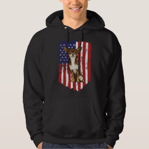 American Flag Brown Chihuahua 4th Of July Usa Hoodie