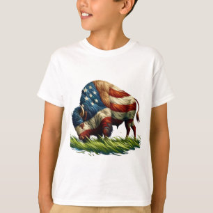 American  Flag Buffalo Bison T-Shirt