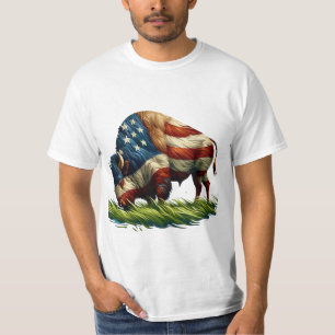 American  Flag Buffalo Bison T-Shirt