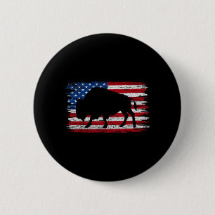 American Flag Buffalo Patriotic Retro Bison 2 Inch Round Button