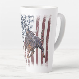 American Flag Bull Latte Mug