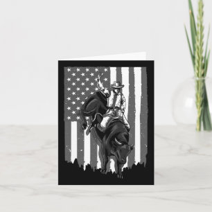 American Flag Bull Riding Cowboy 4th Of July Patri Card
