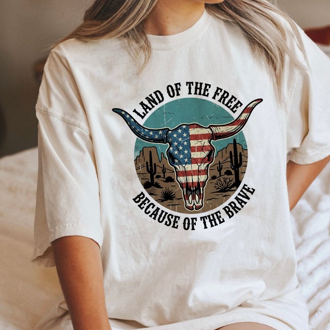 American Flag Bull Skull Desert Pride Tri-Blend Shirt (Creator Uploaded)