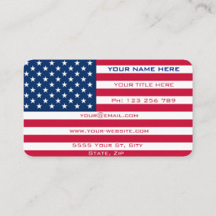 American Flag Business Card USA Personalized