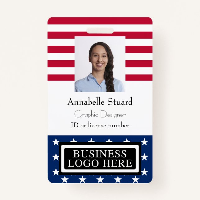 American Flag Business Security Employee Badge (Front)