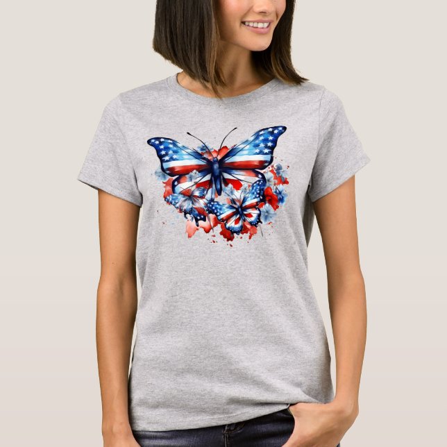 American Flag Butterflies T-Shirt (Front)