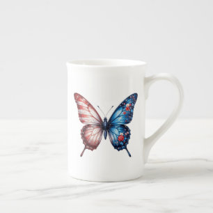 American Flag Butterfly-69501 Bone China Mug