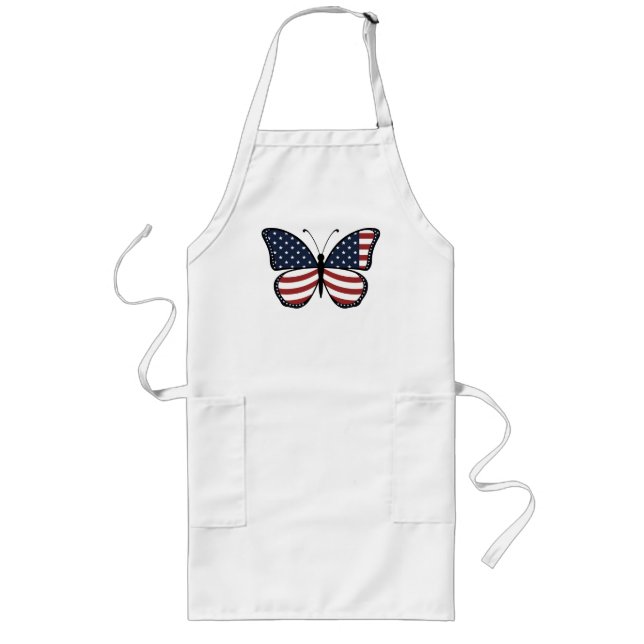 American Flag Butterfly Design Long Apron (Front)