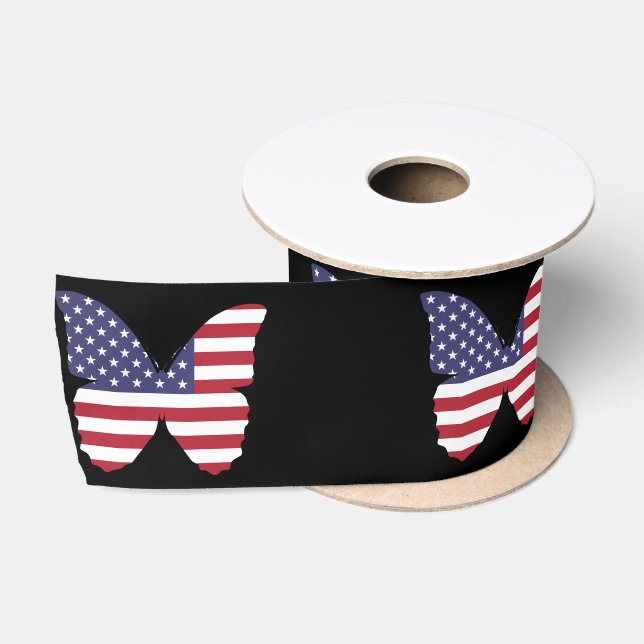 american flag butterfly ribbon satin ribbon (Spool)