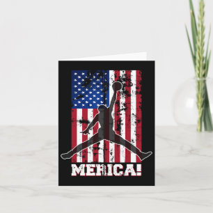 American Flag Bysketbyll Usa Flag 4th Of July Men Card