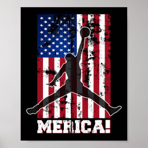 American Flag Bysketbyll Usa Flag 4th Of July Men Poster