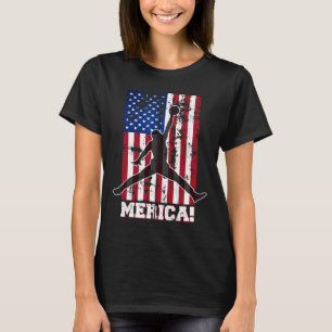 American Flag Bysketbyll Usa Flag 4th Of July Men  T-Shirt