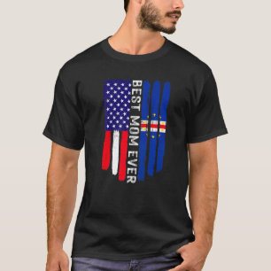 American Flag & Cabo Verde Flag Best Mom Ever Fami T-Shirt