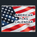 American Flag Calendar 2026<br><div class="desc">A wall calendar with American flag photos. It has U.S. holidays. You can also change the holidays to countries listed in the drop down menu. Great for American institutions,  schools,  public and government organizations in addition to personal use.</div>